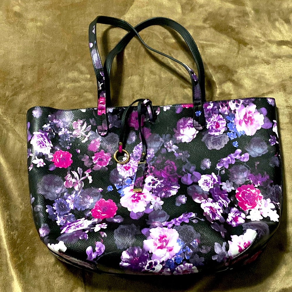 Purple floral tote bag